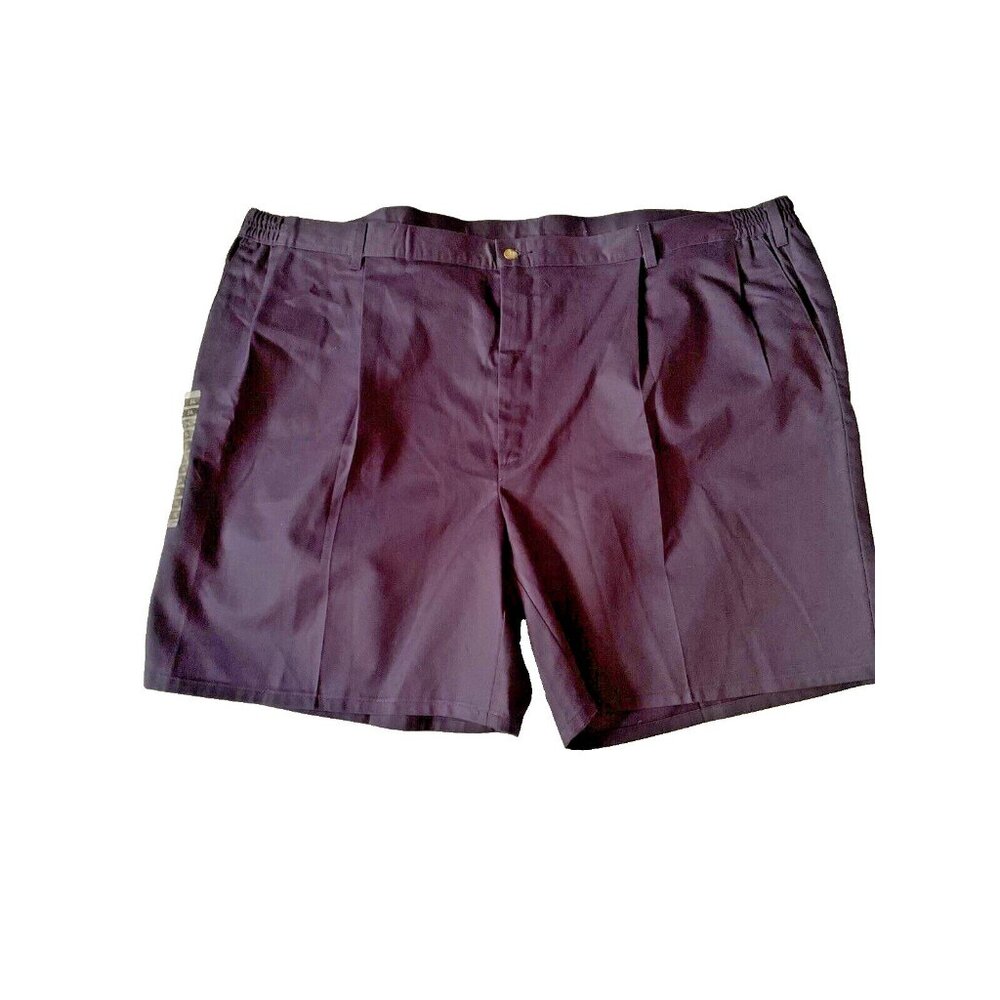 Haggar Mens Pleated Front Shorts 54W Dark Purple Full Cotton Elastic Waist Made